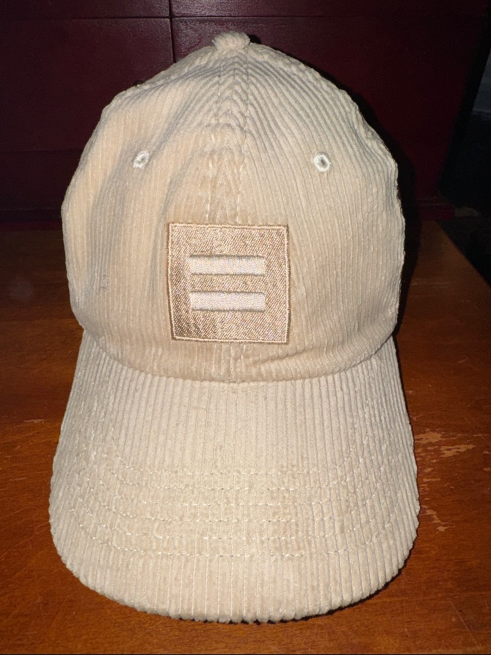 Corduroy Baseball Cap with Embroidered Equality Sign